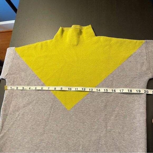 Cynthia Rowley Gray Yellow Color Block Mock Neck Boxy Sweater Women’s Size S - Picture 6 of 6